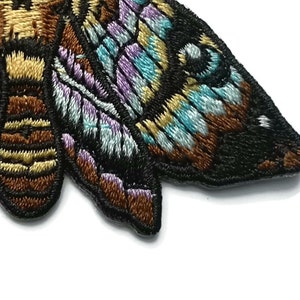 Death Head Moth Embroidered Patch Occult Mystic Lecter Skull Biker Iron On image 3