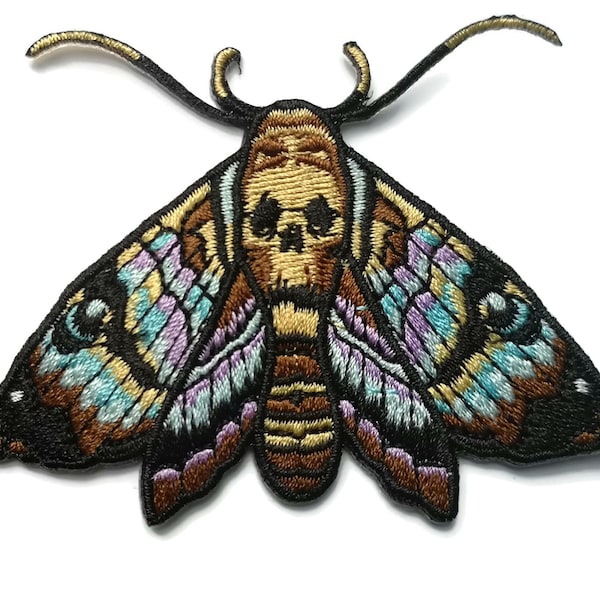 Death Head Moth Gestickter Aufnäher Ockult Mystic Lecter Skull Biker Aufnäher