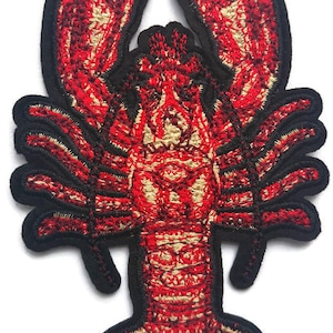 Lobster Embroidered Cut Out Iron On Patch Applique Quality 4.75"