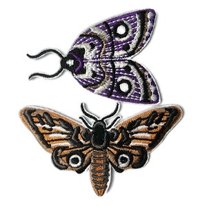 Pair of Moth Embroidered Patches Insect Butterfly Iron On