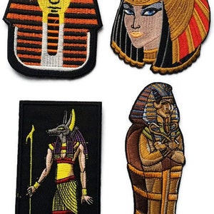 Egypt Mummy Pharaoh Cleopatra Anubis Embroidered Iron On Patch Applique Quality