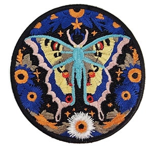 Mot geborduurde vlinderpatch Mystic Moon Night opstrijkbaar origineel