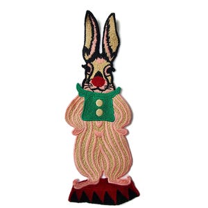 Parche de tapiz suave rockabilly con diseño de conejo de circo de 24 cm