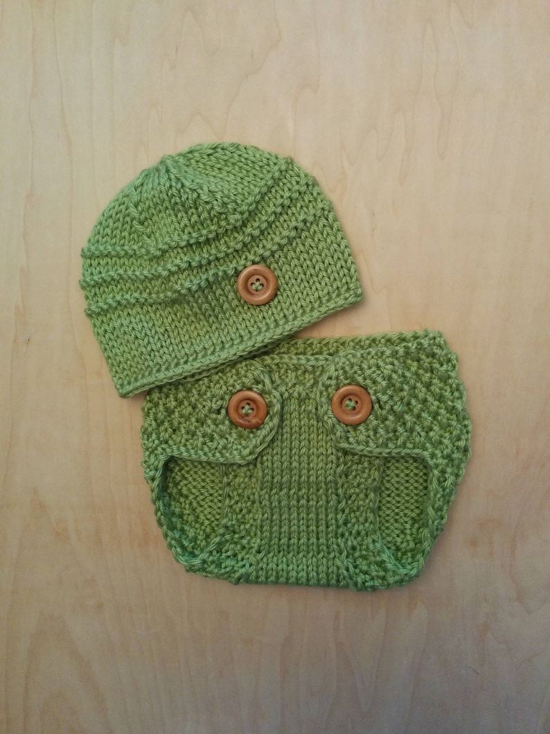 Newborn Coming Home Outfit Baby Shower Gift,Photo Prop Ready to Ship Knitting Diaper Cover Knit Baby Boy Set Beanie Hat and Diaper Cover