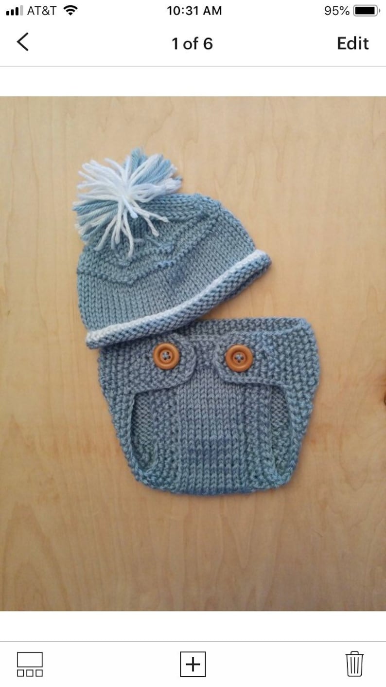 Newborn Coming Home Outfit Baby Shower Gift,Photo Prop Ready to Ship Knitting Diaper Cover Knit Baby Boy Set Beanie Hat and Diaper Cover