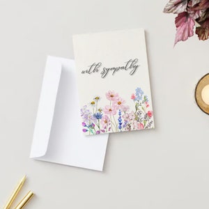Carte de sympathie florale, désolé pour votre perte, carte de voeux avec des fleurs, carte de deuil, condoléances, deuil, imprimable, téléchargement numérique