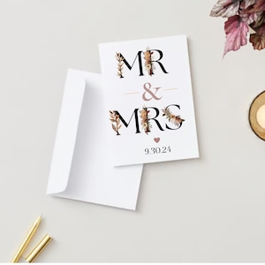 Tarjeta de boda personalizada, tarjeta de felicitación personalizada con fecha, tarjeta para el Sr. y la Sra., felicitaciones por la boda, imprimible, PDF digital