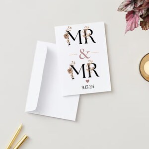 Biglietto di nozze gay personalizzato, biglietto di auguri personalizzato con la data, biglietto Mr e Mr, congratulazioni per il matrimonio, download digitale