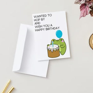 Carte d'anniversaire drôle, carte de voeux pour fête d'anniversaire d'enfants, carte d'anniversaire avec grenouille et ballon, fête d'anniversaire, imprimable, numérique