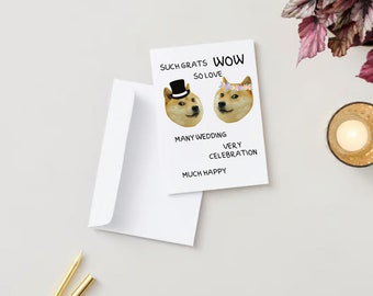Funny Wedding Card, Congratulations on Getting Married, Doge Card, Card with Dogs, Printable Greeting Card, Card for Friends, Blank Foldable