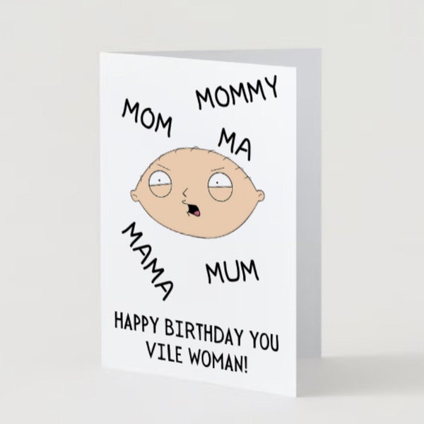 Birthday Card, Funny Card for Mom, Snarky Birthday Card, Printable Card for Mother, Cartoon Greeting Card, For My Mommy, Mum, Ma, Mama