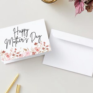 Tarjeta floral para el Día de la Madre, Tarjeta de felicitación para mamá, Te amo, Mamá, Feliz Día de la Madre, Tarjeta con flores, PDF digital