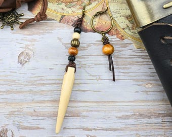 Pirate A-Symmetrical Rustic Earrings, Bronze Beaded, Unisex