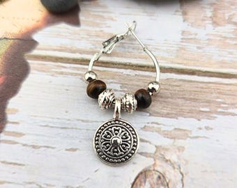 Pirate Single Hoop Silver Beaded Earring, Unisex, 5 Colors