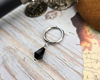 Sexy Pirate Hoop with Black Crystal Single Earring