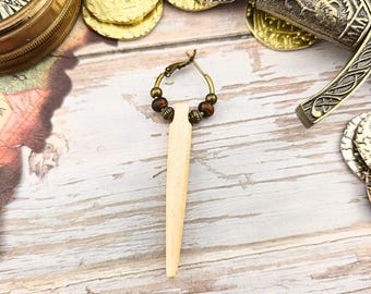 Pirate Bone Spike Bronze Hoop, Single Earring
