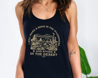 Streams In The Desert Tank Top, Isaiah 43:19 Tank, Trendy Christian Tank Top, Distressed Retro Style Tank, Western Boho Tank, Christian Gift