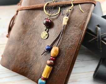 Pirate A-Symmetrical Rustic Earrings, Bronze Beaded, Unisex