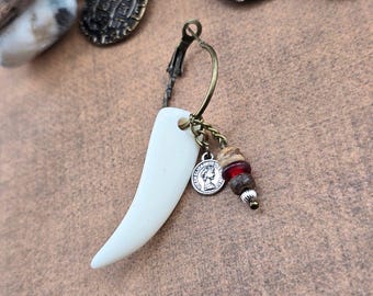 Pirate Claw Tooth Bronze Hoop Earring Single