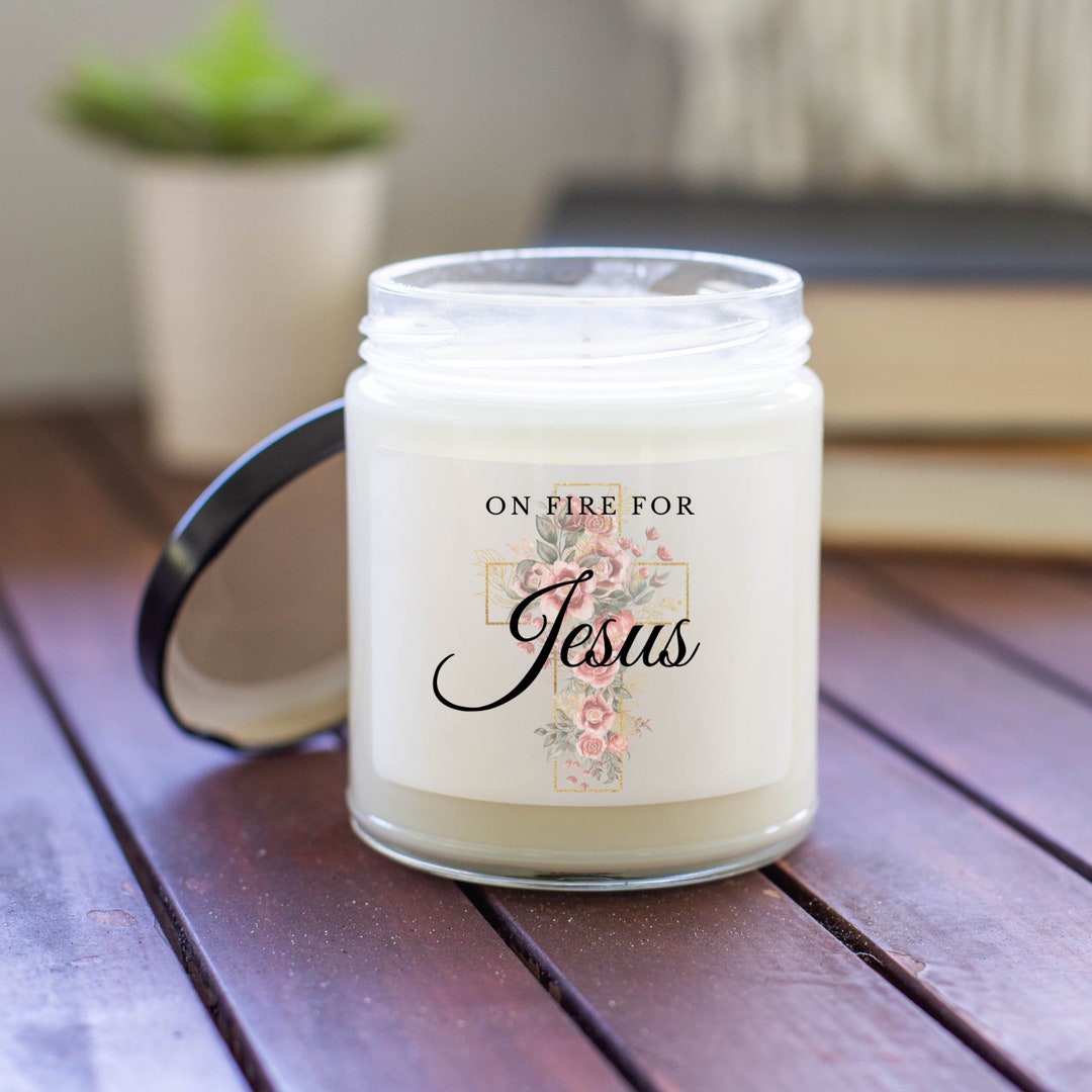 On Fire for Jesus Candle Gift Cross Candle Jesus Candle Etsy UK