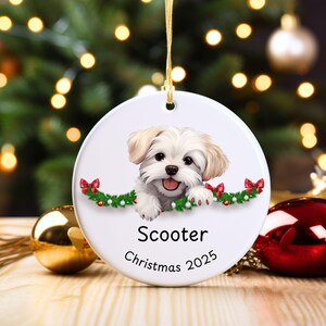 Personalized Ornament, Maltese Ornament, Dog Christmas Decor, Dog Breeds Holiday Gift, Pet Memorial Ornament Custom Dog Lovers Gift