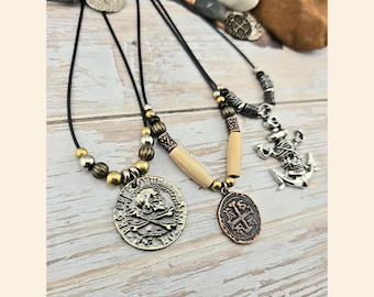 Custom Pirate Medallion Necklace with Beads