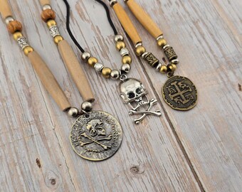 Custom Pirate Medallion Necklace with Beads