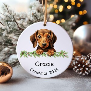 Personalized Ornament, Dachshund Ornament, Dog Christmas Decor, Dog Breeds Holiday Gift, Pet Memorial Ornament, Custom Dog Lover Gift