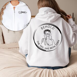 Christian 90s Retro Zip Hoodie, Jesus Loves You, Bible Verse Hoodie, Trendy Christian Hoodie, Gift for Christian Woman or Man