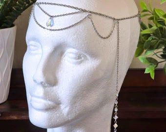 Elf Chain & Crystal Headpiece, Stainless Steel