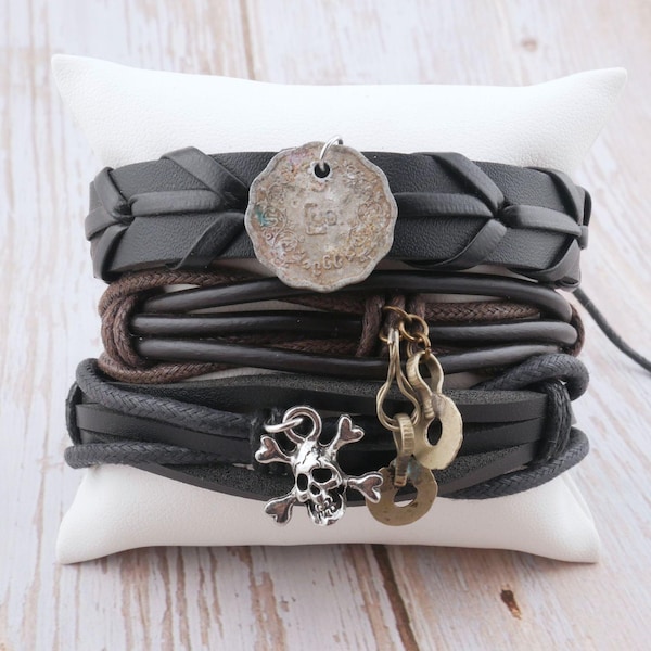 Pirate Leather Stacking Bracelets Unisex 20 Styles