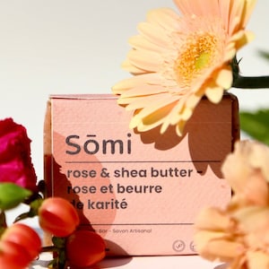 Rose Geranium and Pink Clay Soap | Natural Body + Face Bar, handmade, ecofriendly skincare, vegan soap - Christmas gift - Stocking stuffer