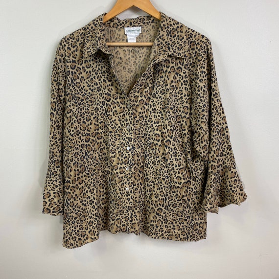 Vintage silk blouse, vintage cheetah print blouse, vi… - Gem