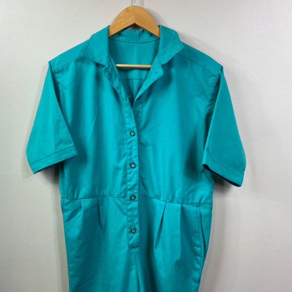 Vintage romper, vintage jumpsuit , vintage teal j… - image 3