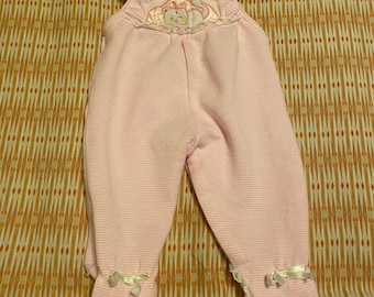 Vintage newborn cat overalls, vintage baby girl pink