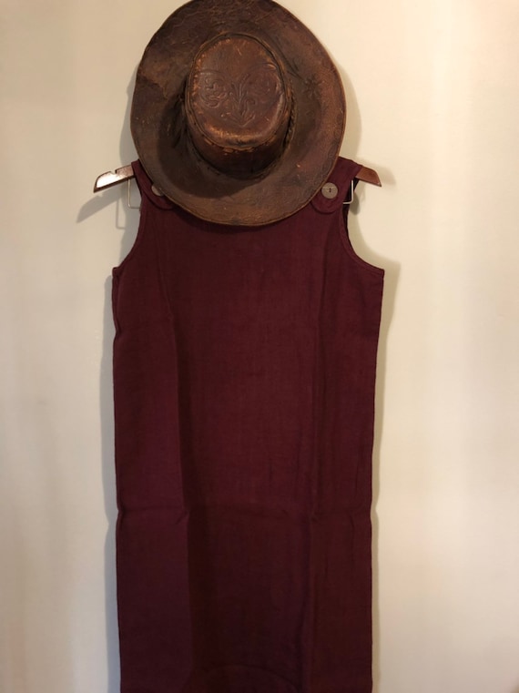 Vintage linen dress, linen maxi, maroon dress, vi… - image 5