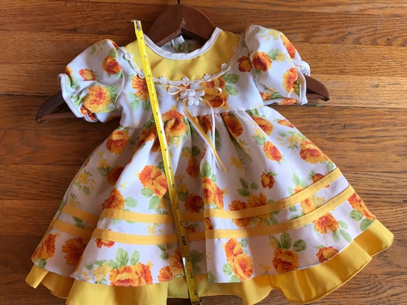 Vintage orange flowered Easter, baby girl, dress - image 5