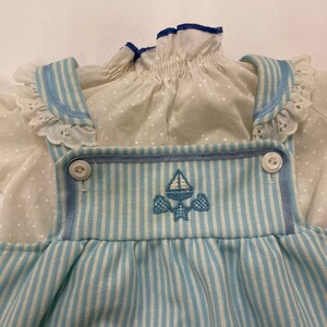 Vintage dress, vintage nautical, vintage 18 month old, vintage blue and white, striped dress, vintage baby zdjęcie 3