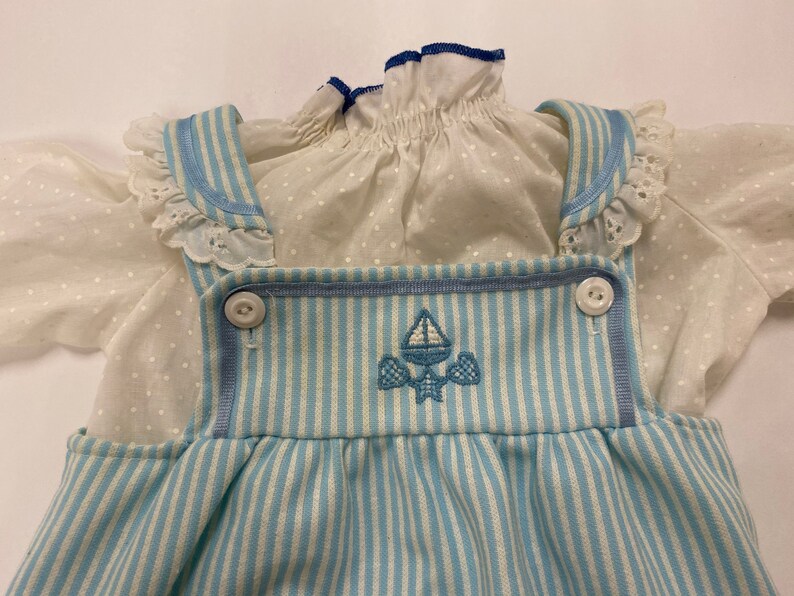 Vintage dress, vintage nautical, vintage 18 month old, vintage blue and white, striped dress, vintage baby zdjęcie 3