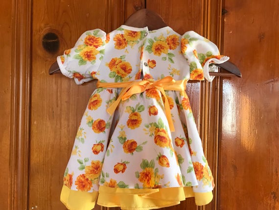 Vintage orange flowered Easter, baby girl, dress - image 2