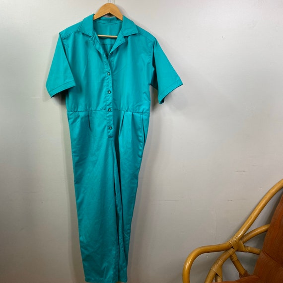 Vintage romper, vintage jumpsuit , vintage teal j… - image 1