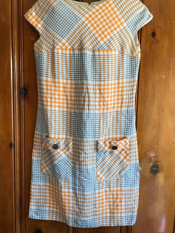 Vintage mod plaid dress, 60s midi dress, mod, 196… - image 3