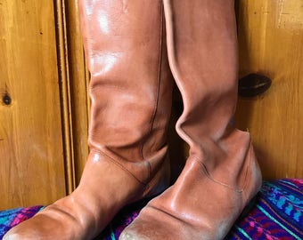 Vintage size 7 bohemian boots perfect buttery leather, boho boots, made in Brazil, vintage leather boots, vintage boots