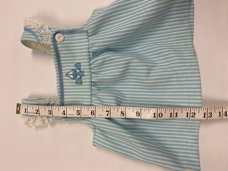 Vintage dress, vintage nautical, vintage 18 month old, vintage blue and white, striped dress, vintage baby zdjęcie 7