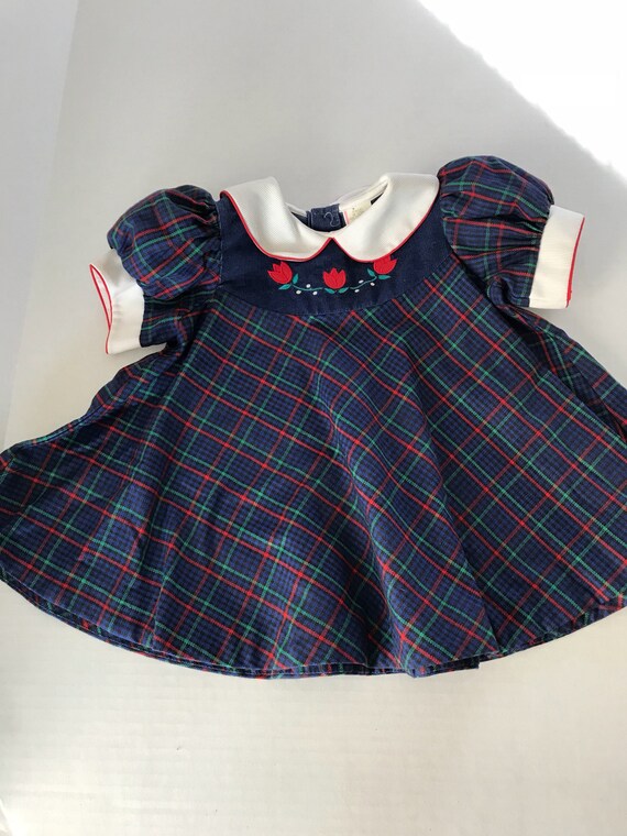 Vintage Plaid dress, Bib collar, Peter Pan collar… - image 6