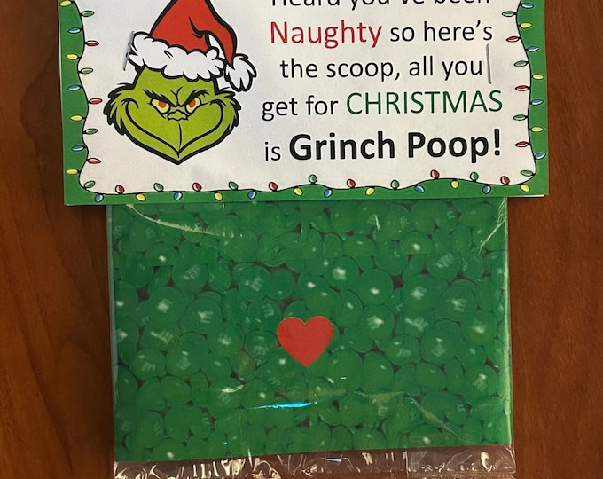 Grinch Poop Treat Bag Label Tent - Etsy