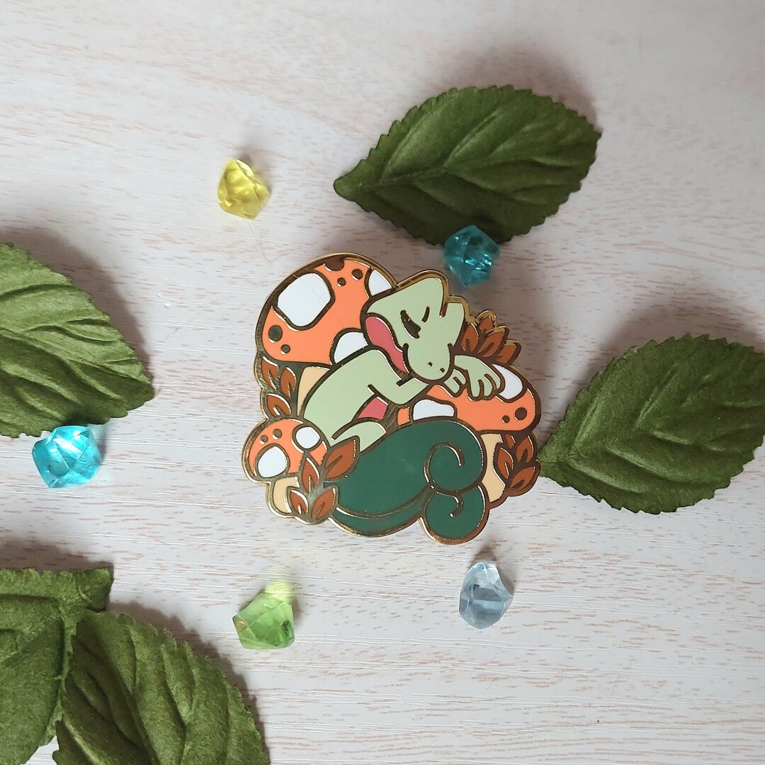 Garden Monster - Leafy Lizard - Hard Enamel Pin - Etsy
