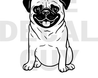 Pug, Cute Pug SVG Decal Laptop Sticker Cut File for Silhouette Cameo, Cricut, Laser Cutter and Sublimation SVG PNG jpg htv