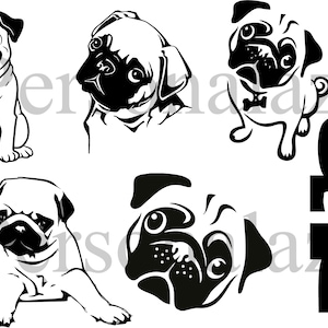 Pug LOVE Svg Cut File Digital Download Pug Cut File Pug Lover Svg Pug Dog LOVE with Pug Silhouette Svg Pug Silhouette Pug SVG