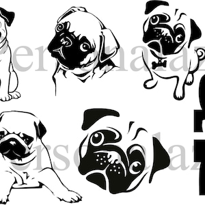 Pug svg Cute Pug svg Pug Cut Files for Silhouette Cameo, Cricut, Sublimation SVG DXF CDR ai pdf jpg For Laser Cutting Vinyl Cutting, htv etc